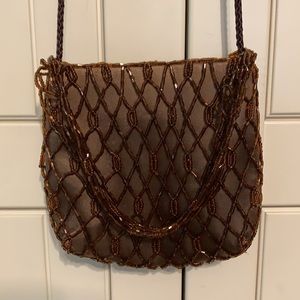 Brown Beaded Small Purse